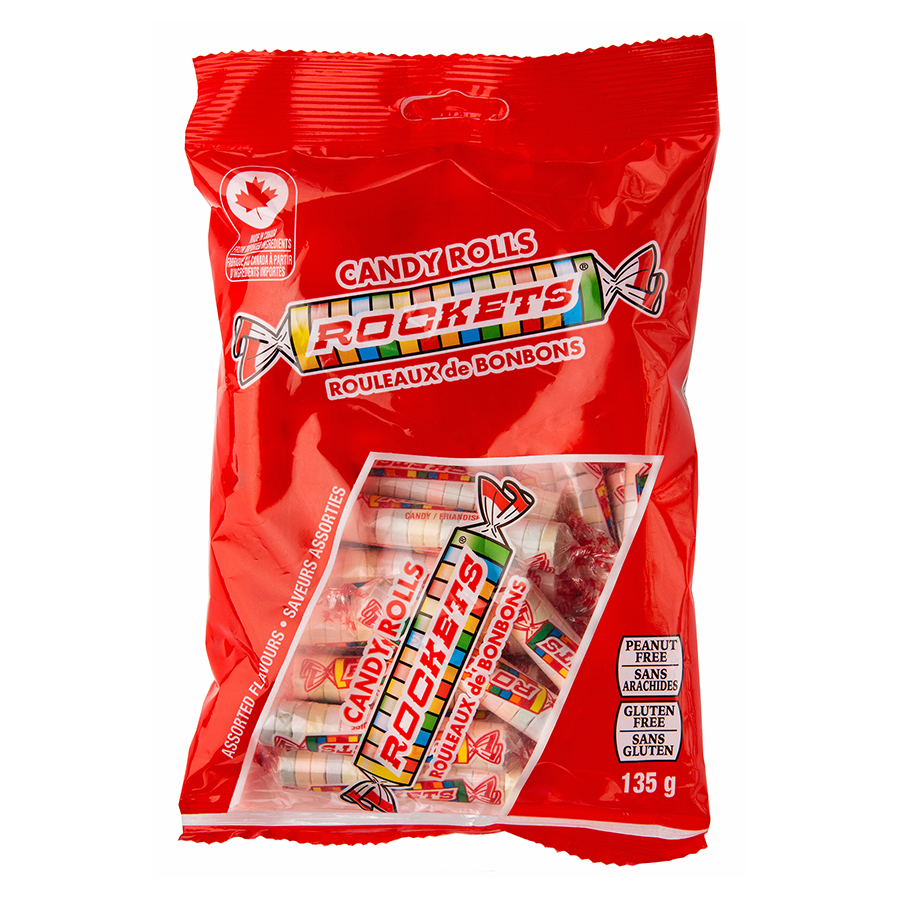 Bag of Rockets Candy rolls.