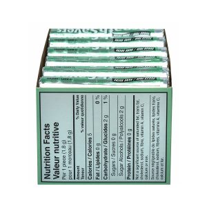 Spearmint Breath Savers rolls back of display box on white background