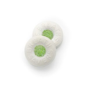Two Breath Saver Tablets on white background