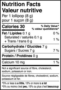 ROCKETS NUTRITION FACTS LOLLIES