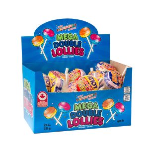 Rockets Mega Double Lollies in Display Box on white background