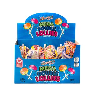Rockets Mega Double Lollies in Display Box on white background